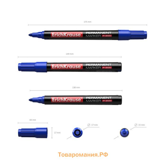 Набор маркеров перманентных 4 цвета, 0.8-2.2 мм, ErichKrause P-200, чернила на спиртовой основе, микс