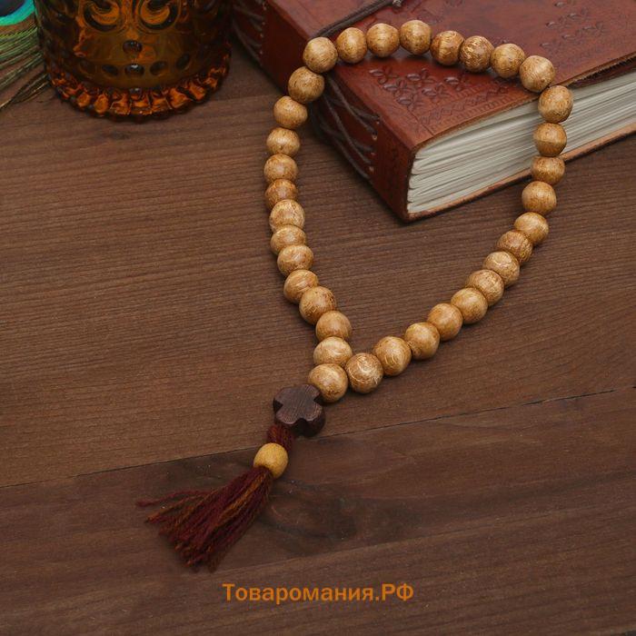 Чётки деревянные «Православные» 31 бусина с кисточкой, цвет коричневый