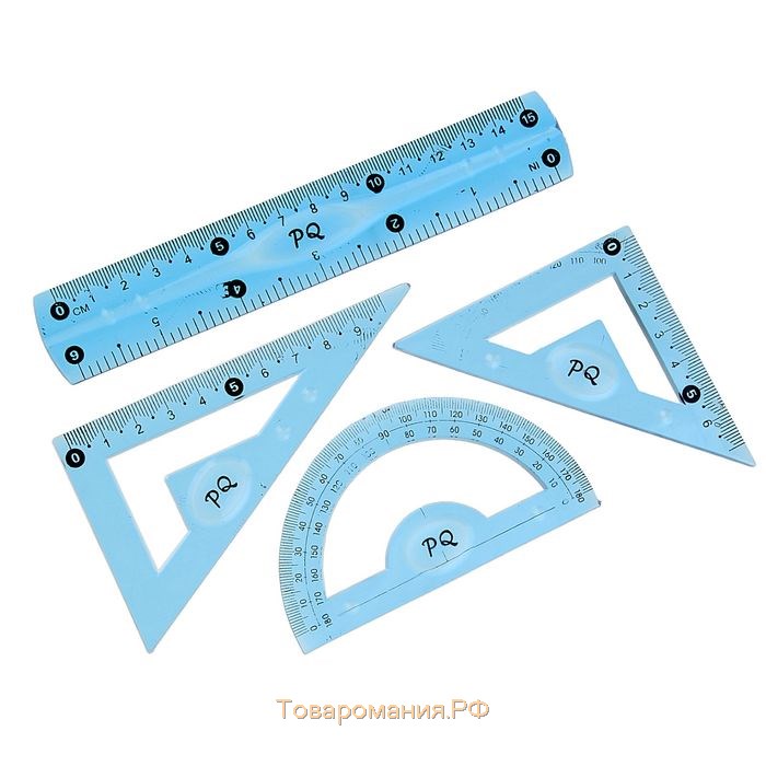 Набор геометрический, силиконовый, гибкий: линейка 15 см, 2 угольника, транспортир, МИКС