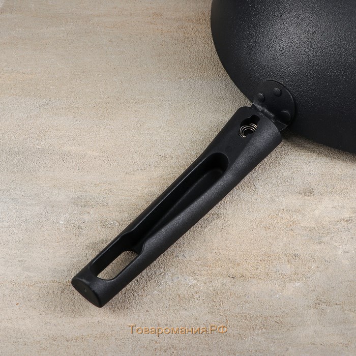 Сковорода Wok, d=24 см, съёмная ручка, антипригарное покрытие, цвет чёрный