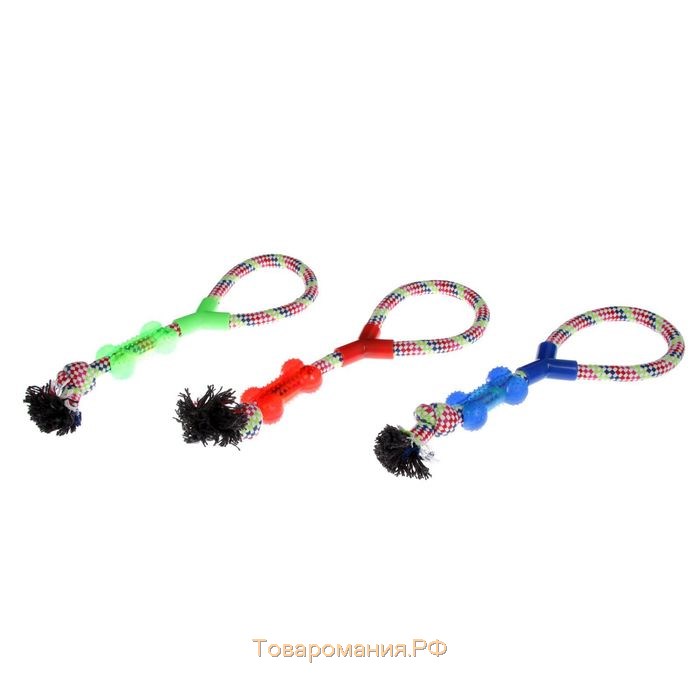 Игрушка тренировочная канатная с косточкой, до 120 г, до 40 см, микс цветов