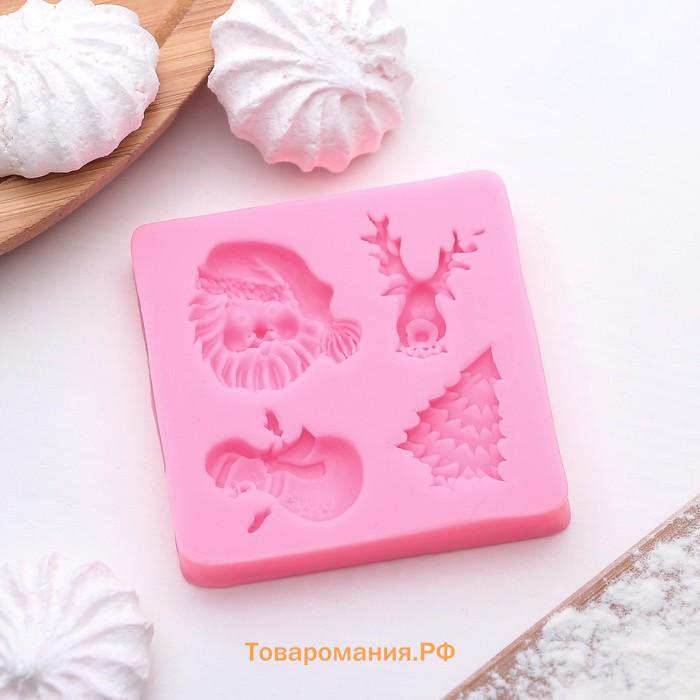 Молд для заливки «Новогодний антураж», силикон, 7.5×7.2 см, розовый