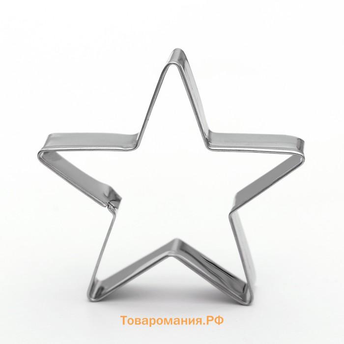 Формы для печенья  «Остроконечная звезда», набор 3 шт., металл, серебристые