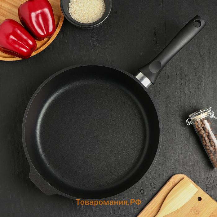 Сковорода «Традиция», d=28 см, пластиковая ручка, антипригарное покрытие, цвет чёрный