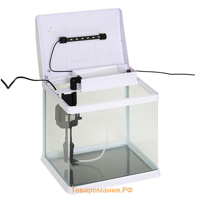 Аквариум SeaStar HX-320F в комплекте: LED-лампа, фильтр, 18 л, белый
