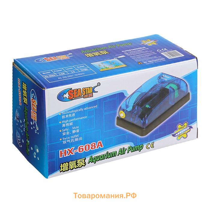 Компрессор для аквариума Sea Star HX-608A прозрачный, 3,5 л/мин, 3,2 Вт