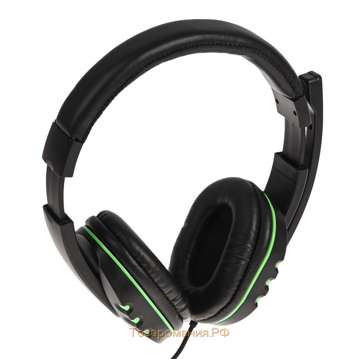 Наушники Ritmix RH-555M Gaming, игровые, полноразмерные, микрофон, 3.5мм, 1.8м, черно/зелен