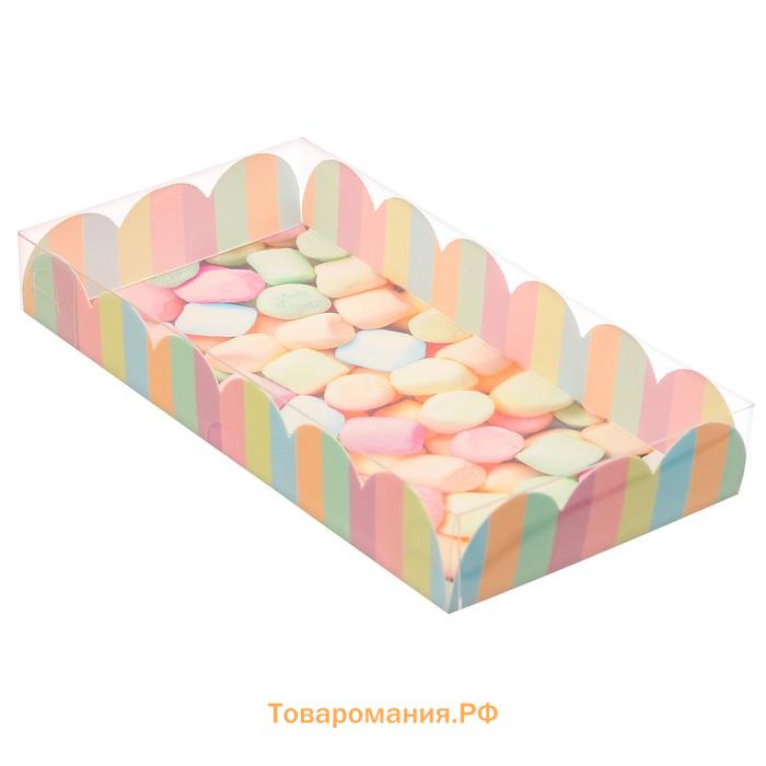 Коробка для печенья, кондитерская упаковка с пластиковой крышкой, You make me happy, 21 х 10.5 х 3 см