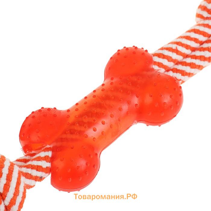 Игрушка канатная с косточкой, до 90 г, до 26 см, микс цветов