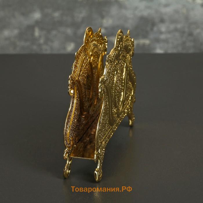 Салфетница «Астерия», 13×2.5×9.5 см, золотистая