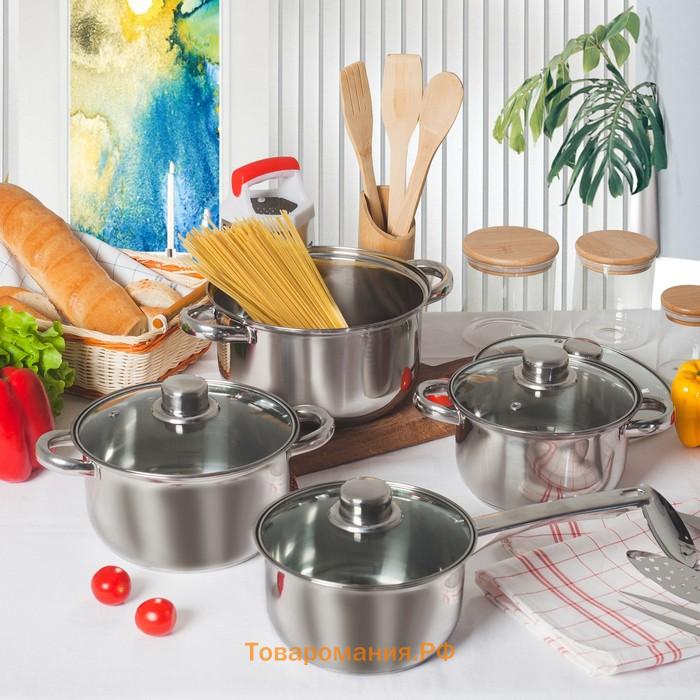 Банка для сыпучих Bella Tenero «Эко», 1 л, 9.5×18 см, с бамбуковой крышкой, стекло, прозрачная