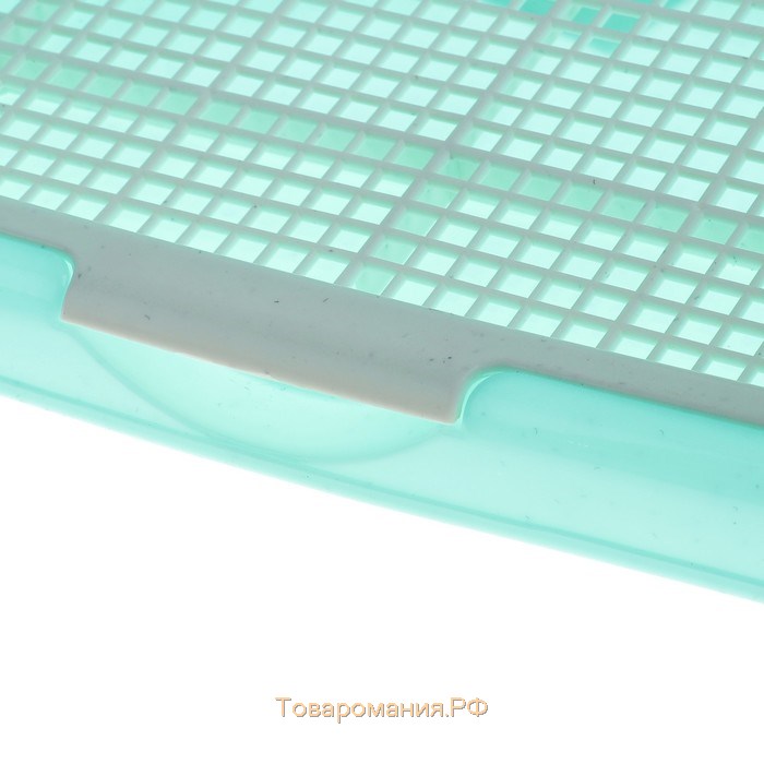 Туалет для собак с высокими бортами и съемной сеткой 42×41×16 см, бирюзовый