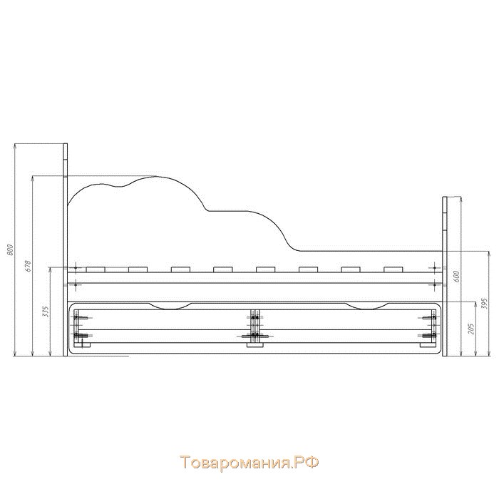 Кровать детская «Облака №2», 800х1600 мм, цвет белый/синий