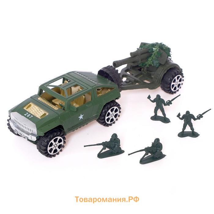 Машина инерционная «Военный джип» с пушкой и солдатом