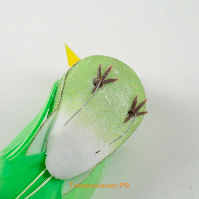 Птичка для декора и флористики, на проволоке, МИКС, пластиковая, 1 шт., 8×8 см