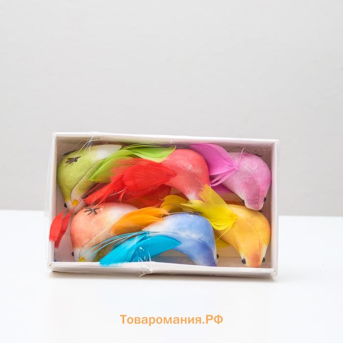 Птичка для декора и флористики, на проволоке, МИКС, пластиковая, 1 шт., 8×8 см