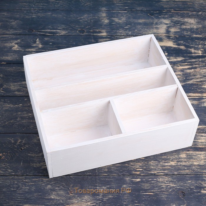 Ящик деревянный 34.5×30×10 см подарочный комодик, белая кисть