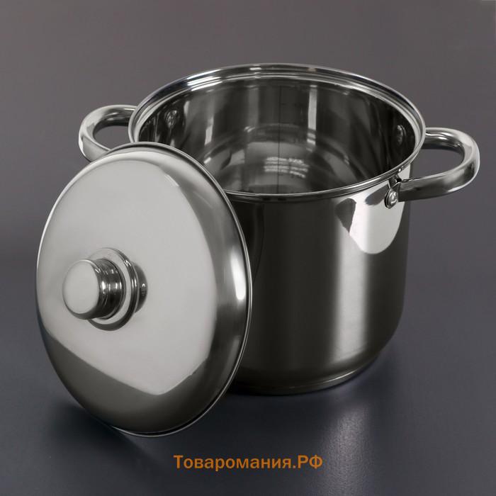 Кастрюля Magistro Grande, 5.5 л, металлическая крышка, капсульное дно, нержавеющая сталь, индукция
