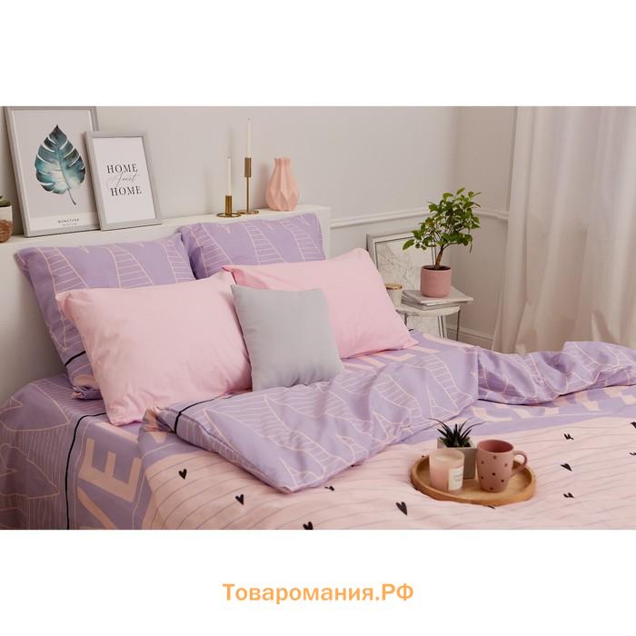 Постельное бельё «» 1.5 сп Violet love 143*215 см, 150*214 см, 70*70 см - 2 шт, бязь 125 г/м2