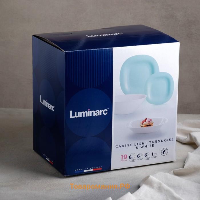 Сервиз столовый Luminarc Carine Light, стеклокерамика, 19 предметов, белый и бирюзовый