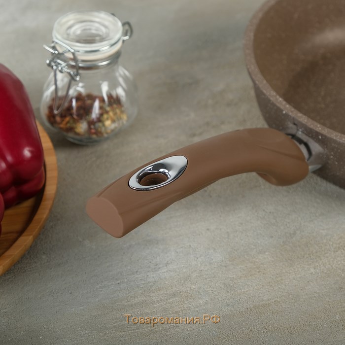 Сковорода «Гранит Brown», d=22 см, пластиковая ручка, антипригарное покрытие, цвет коричневый