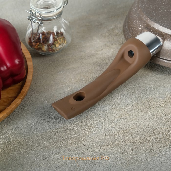 Сковорода «Гранит Brown», d=18 см, пластиковая ручка, антипригарное покрытие, цвет коричневый