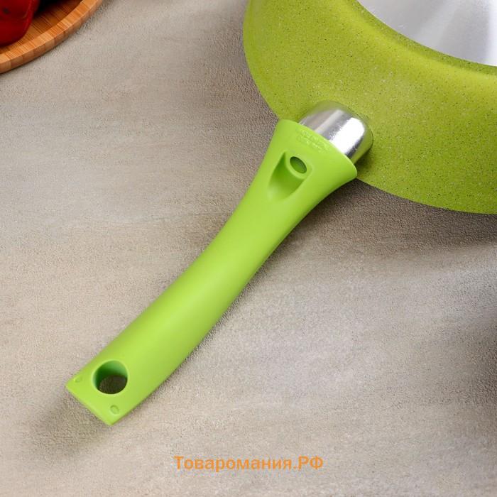 Сковорода Trendy style, d=26 см, пластиковая ручка, антипригарное покрытие, цвет зелёный
