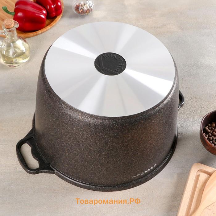 Кастрюля KUKMARA Granit ultra, 10 л, d=32.5 см, h=25.5 см, антипригарное покрытие, литой алюминий, коричневая