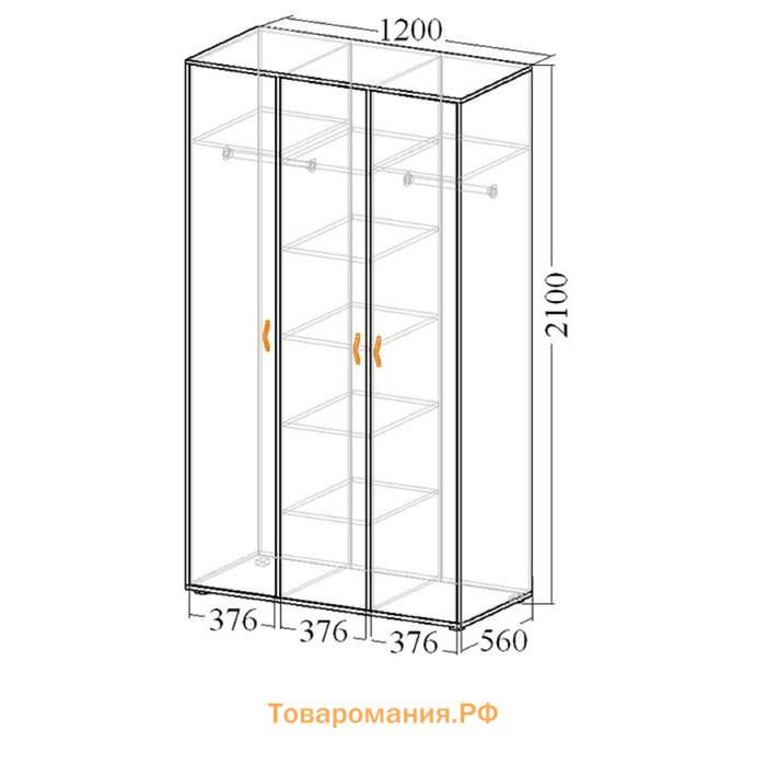 Шкаф 3-х дверный с зеркалом «Венеция 9», цвет ясень анкор тёмный / ясень анкор светлый