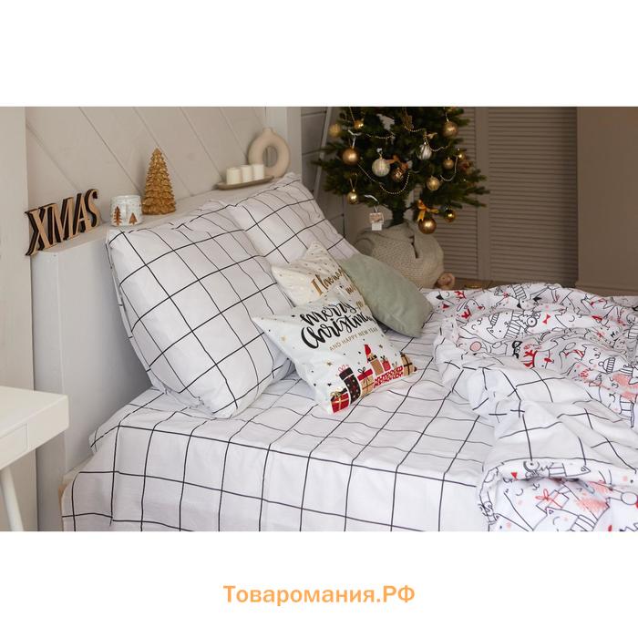 Новый год. Постельное белье  Евро Xmas cat 200*217 см, 240*220 см, 70*70 см - 2 шт