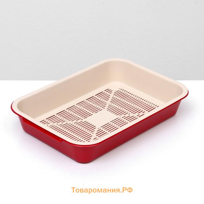 Туалет средний с сеткой 36 х 26 х 6,5 см, бежевый/красный