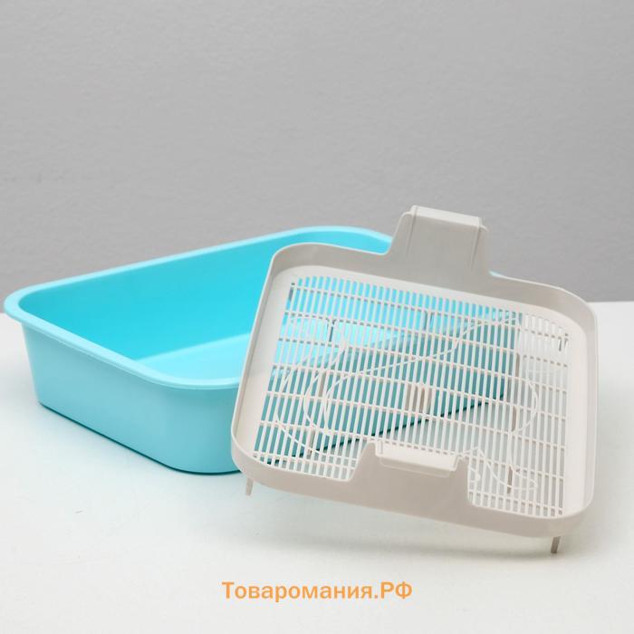 Туалет "Мур-мяу" для кошек, с сеткой, 33,2 х 25,6 х 7,2 см голубой