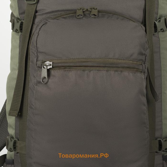 Рюкзак туристический, 90 л, отдел на шнурке, наружный карман, 2 боковых кармана, цвет зелёный