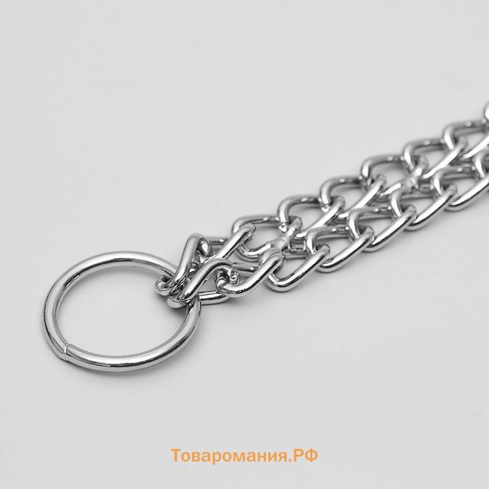 Ошейник - удавка металлический двухрядный, 40 см, толщина проволоки 2 мм