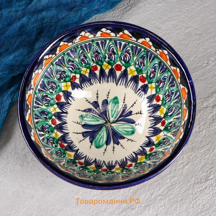 Коса Риштанская Керамика "Цветы" 15,5 см, средняя, синий