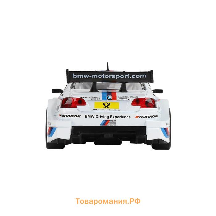 Машина металлическая BMW M3 DTM 1:32, инерция, световые и звуковые эффекты, открываются двери, цвет белый