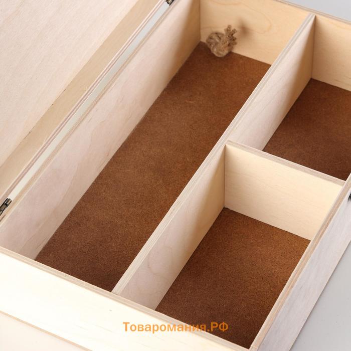 Подарочный ящик 34×21.5×10 см деревянный, с закрывающейся крышкой, с ручкой