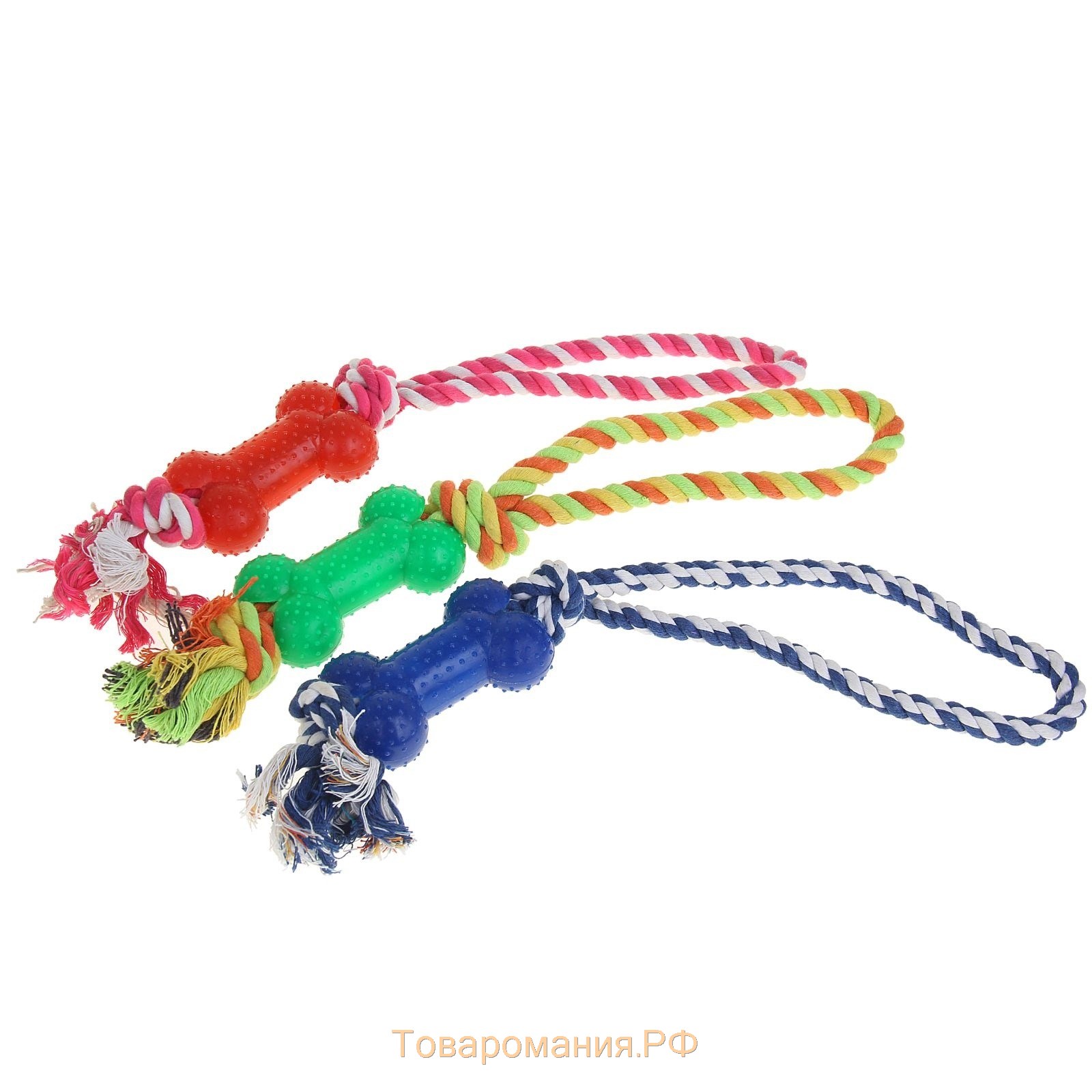 Игрушка канатная с косточкой, 90 г, микс цветов