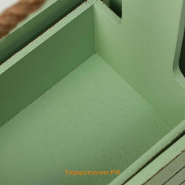 Набор кашпо деревянных 2 в 1 (25.5×15×30; 20×12×23) "Прованс", зелёный