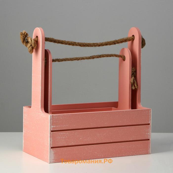 Набор кашпо деревянных 2 в 1 (25.5×15×30; 20×12×23) "Прованс", розовый
