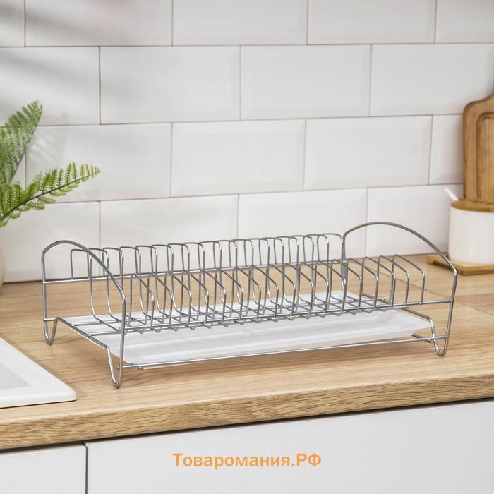 Сушилка для посуды с поддоном, 39×25×12 см, хром
