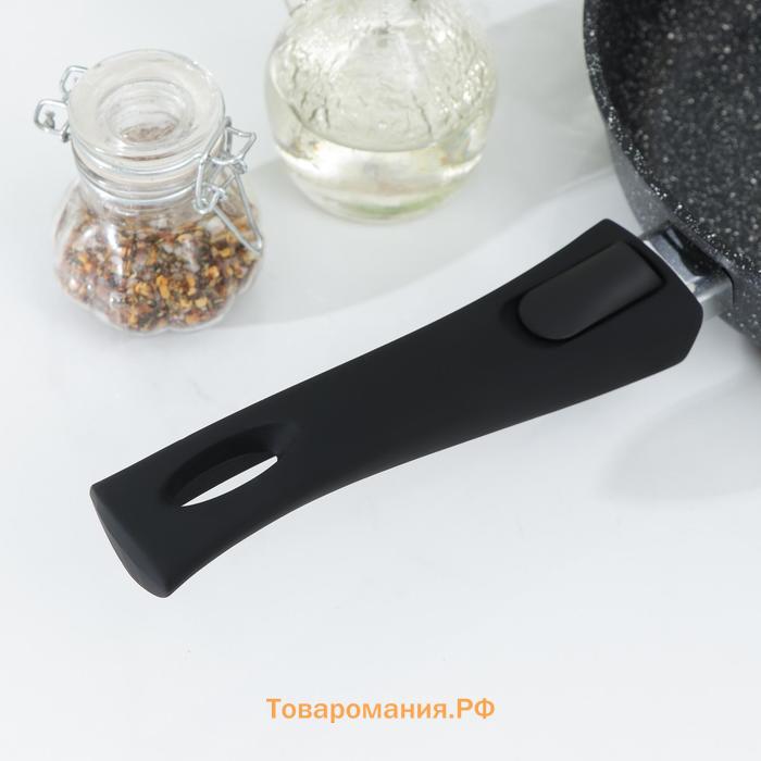 Сковорода «Элит», d=24 см, пластиковая ручка, стеклянная крышка, антипригарное покрытие