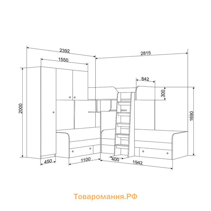 Детский комплекс «Трио 1», цвет дуб молочный / дуб шамони