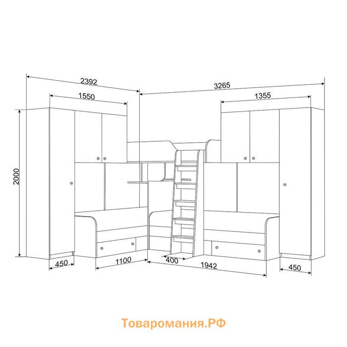 Детский комплекс «Трио 3», цвет дуб молочный / оранжевый