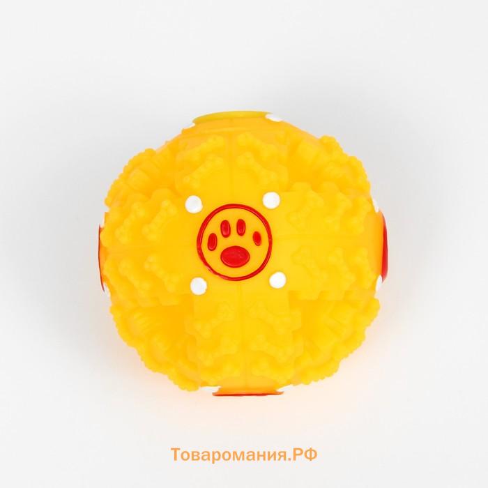 Квакающий мяч для собак большой, жёсткий, 9,5 см, жёлтый