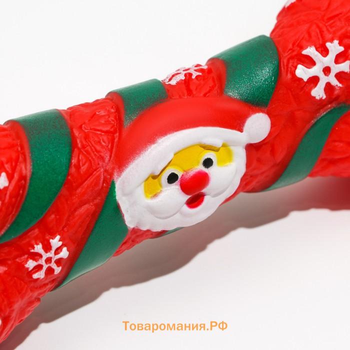 Игрушка для собак пищащая "Новогодняя кость", виниловая, 18 х 5,6 х 4 см