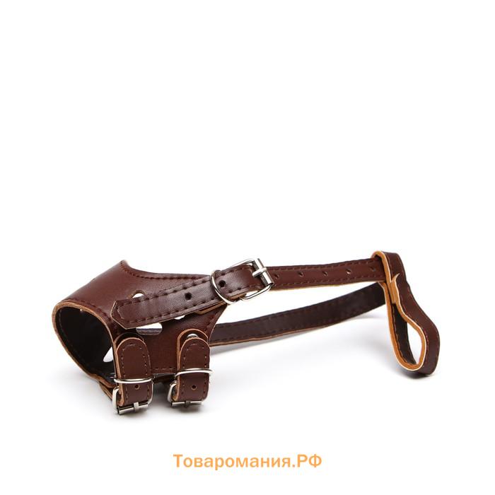 Намордник из прессованной кожи регулируемый, №2, ДН 5 см, ОМ 15-22 см, коричневый