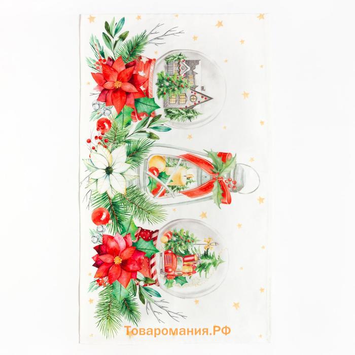 Новый год. Набор подарочный "" Christmas red flowers, фартук, полотенце, прихватка