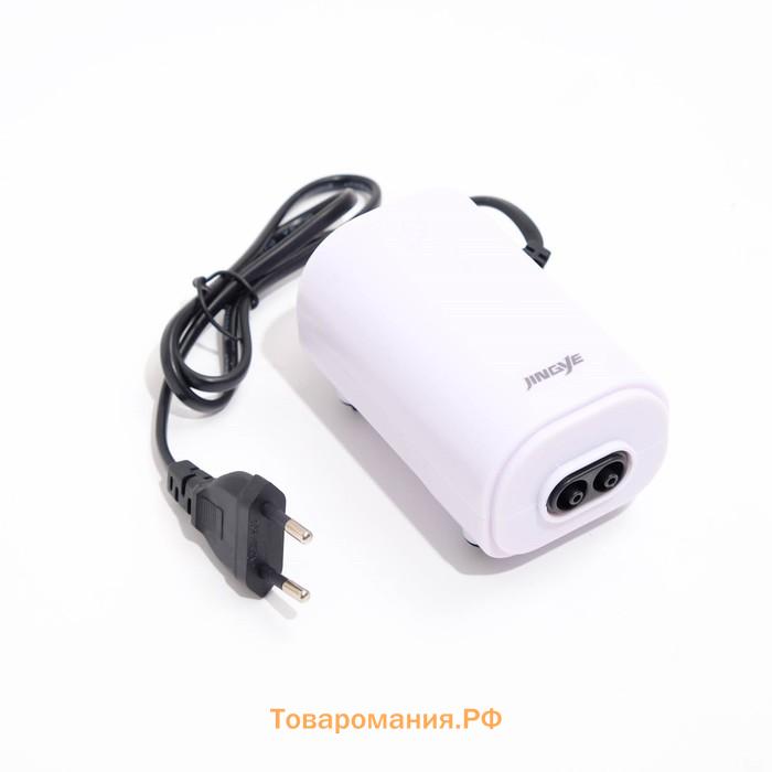 Компрессор для аквариума JINGYE YE-921, бесшумный, с регулировкой мощности, 2x3,4 л/мин, 3Вт