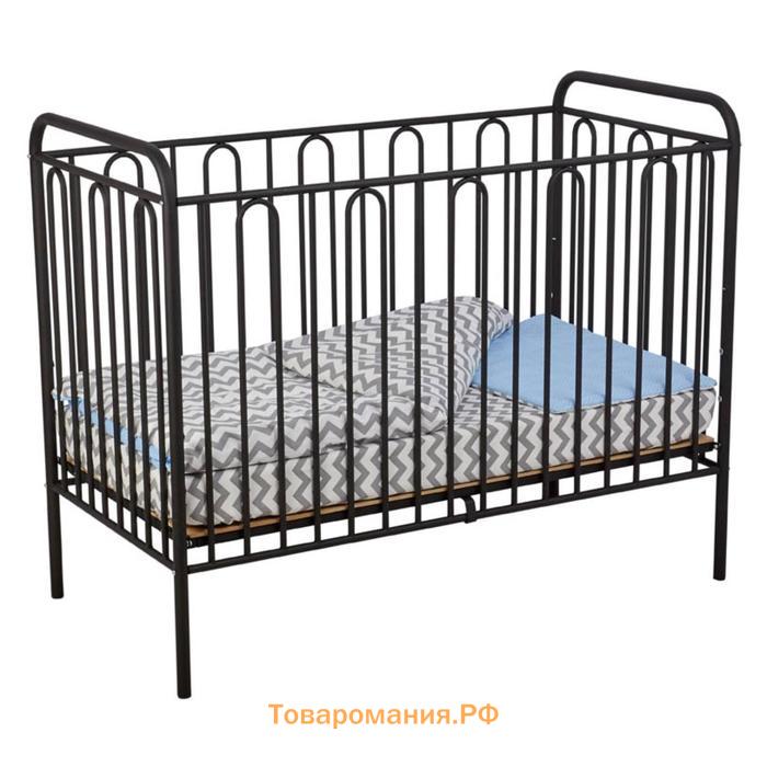 Кроватка детская Polini kids Vintage 110 металлическая, цвет черный матовый